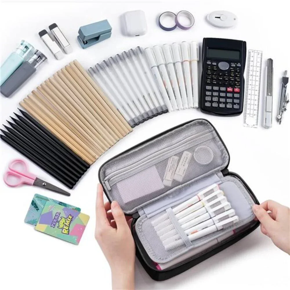 New Large Capacity School Pencil Case , Pen‎ Pouch & Stationery Organizer, Black
